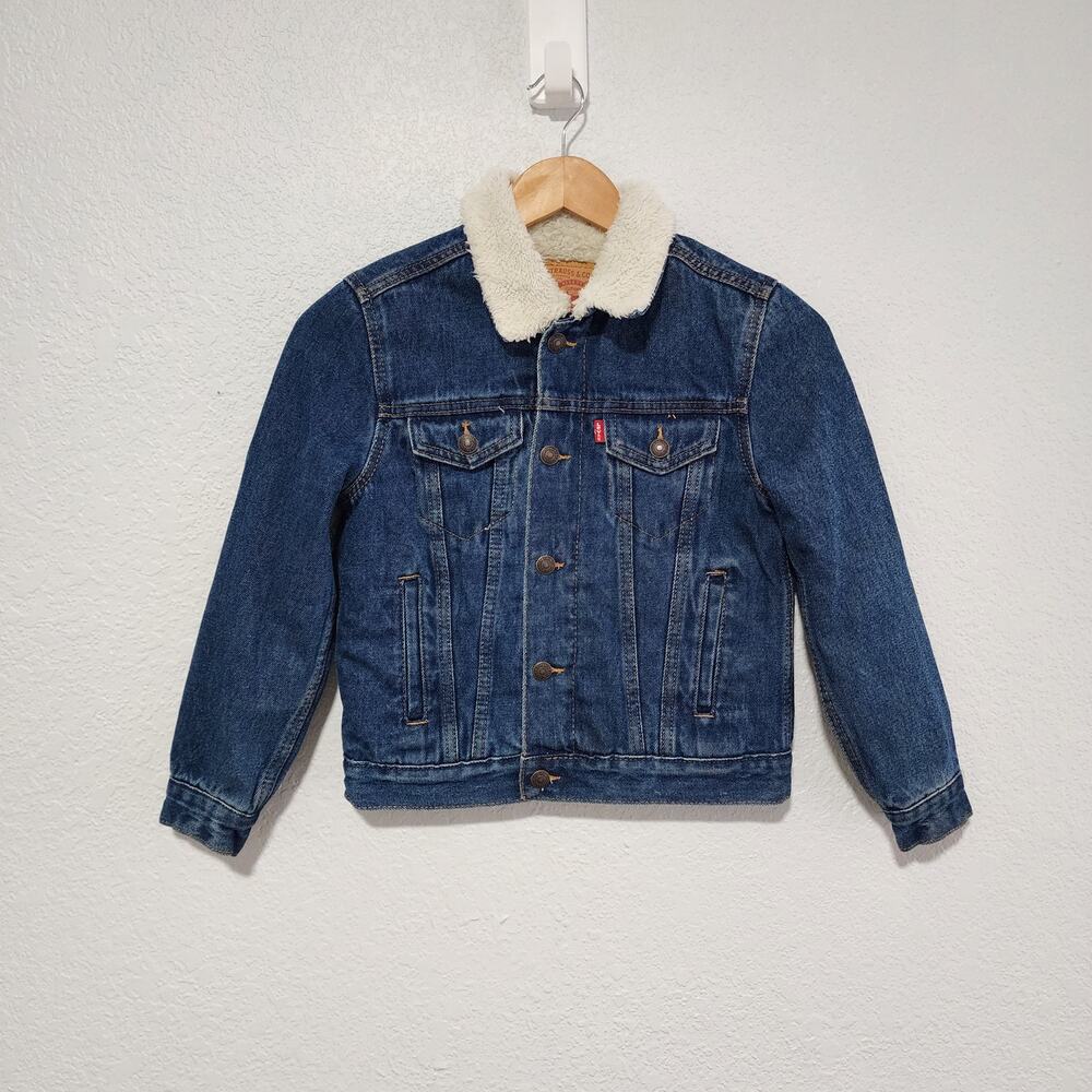 Levis Kid Sherpa Lined Denim Jean Winter Jacket Small